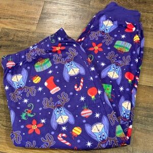 Disney Eeyore Christmas Women Sleepwear 2X Purple Pajama Pants Jogger